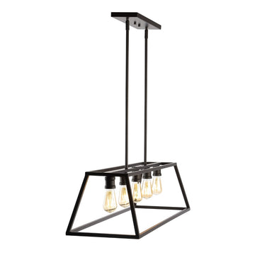 Floyd 38" Adjustable Iron Farmhouse Vintage LED Dimmable Pendant - JONATHAN Y